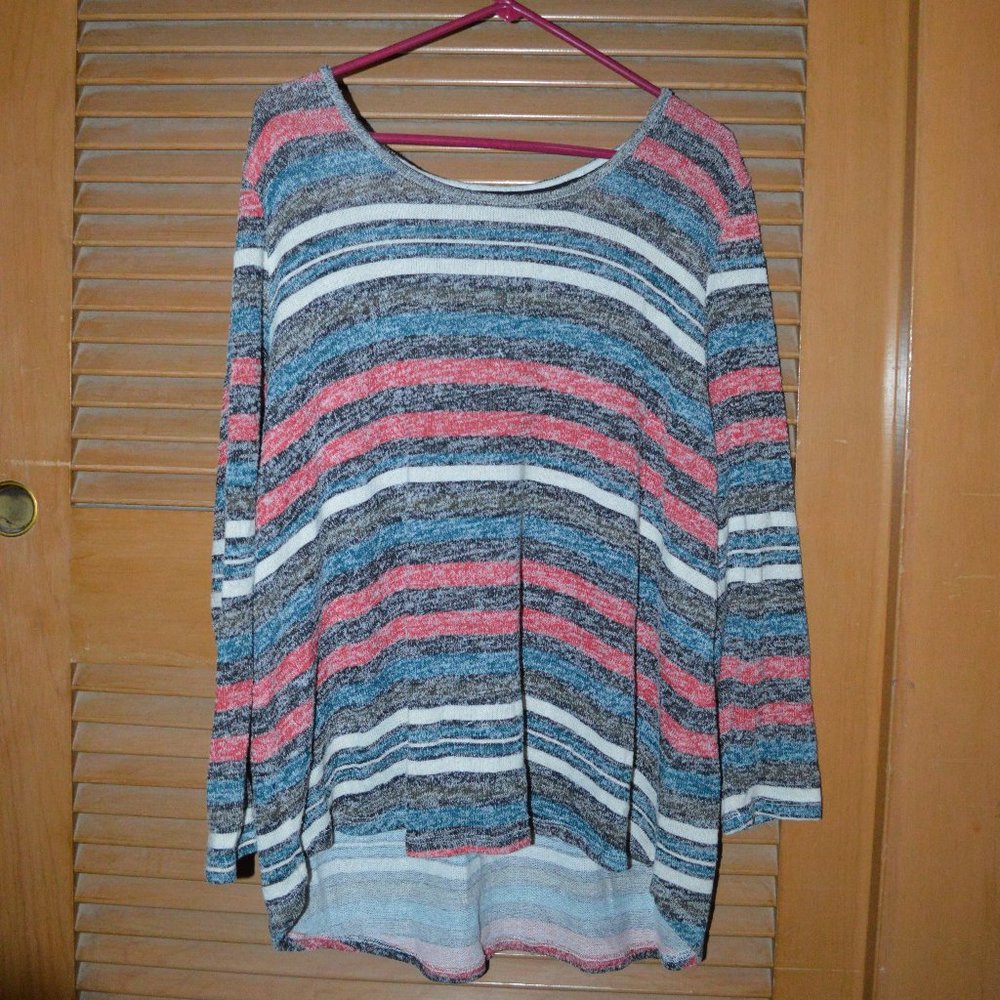 Massini Multicolor Striped Lightweight Sweater 2X